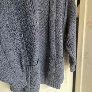 L. L. Bean Chunky Blue Wool Crew Neck Sweater EUC
